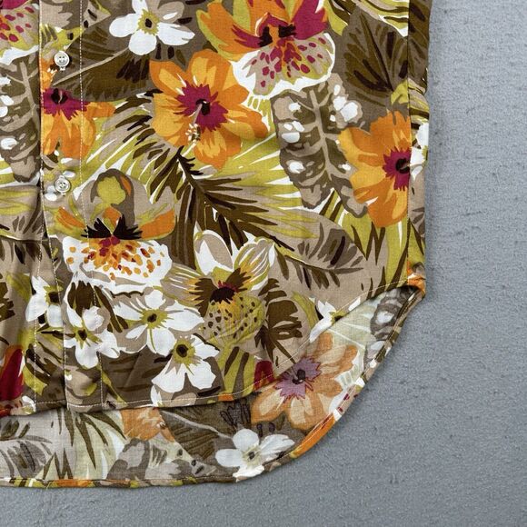 Vintage Guess Button Up Shirt Men’s Medium Floral Hawaiian Tropical Short Sleeve - Picture 4 of 16